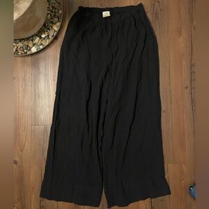 Black Wide Leg Cotton Pants